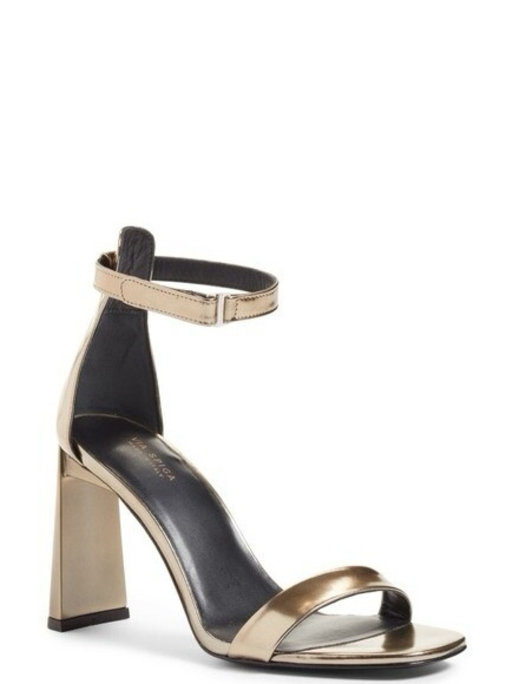 VIA SPIGA Womens Gold Heel Faxon Square Toe Buckle Leather Sandals 9.5 M - Picture 6 of 14
